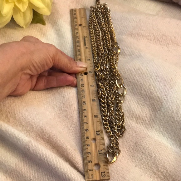 GRAZIANO GOLDTONE MULTI CHAIN STATEMENT NECKLACE - Picture 13 of 16